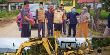 Wabup Kerinci dan Sekda Asraf Tinjau Lokasi Tanah Longsor di Desa Baru Sungai Deras