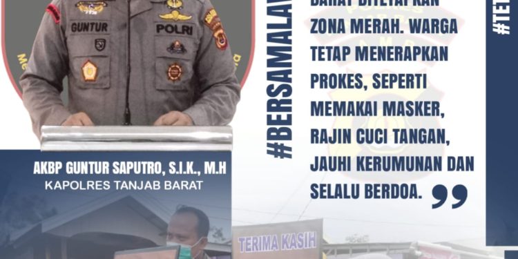 Antisipasi Penyebaran Covid-19,  Kapolres Tanjab Barat  Himbau Masyarakat Taati Prokes