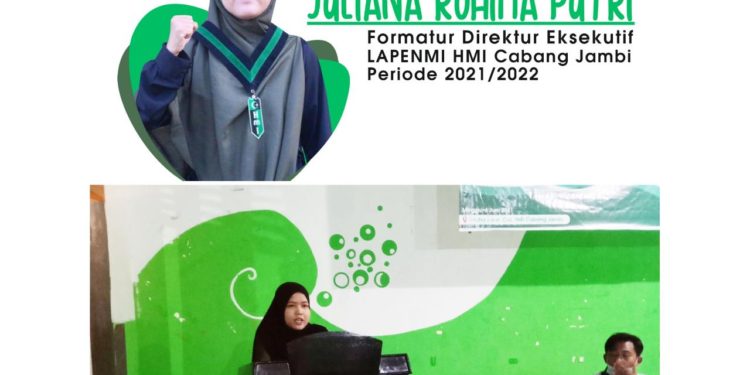 Juliana Rohima Putri Nahkodai Lembaga Pendidikan Mahasiswa Islam (LAPENMI) HMI Cabang Jambi