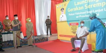Pj. Gubernur Launching Gerakan Serempak Pekan Vaksin Lansia se-Provinsi Jambi