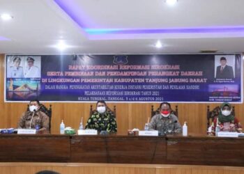 Wabup Tanjab Barat Pimpin Rapat Koordinasi Reformasi Birokrasi di Lingkungan Pemkab Tanjung Jabung Barat Tahun 2021