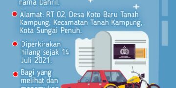 Kehilangan Surat BPKB Mobil, Dahril : Bagi Yang Melihat Dan Menemukan Silahkan Hubungi 085266199194