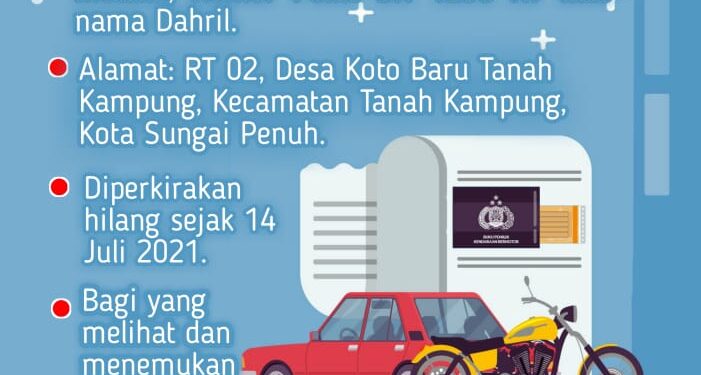 Kehilangan Surat BPKB Mobil, Dahril : Bagi Yang Melihat Dan Menemukan Silahkan Hubungi 085266199194