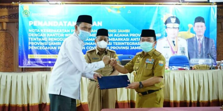 Gubernur Jambi dan Kemenag Tandatangani Nota Kesepahaman Pemanfaatan Asrama Haji sebagai Lokasi Isolasi