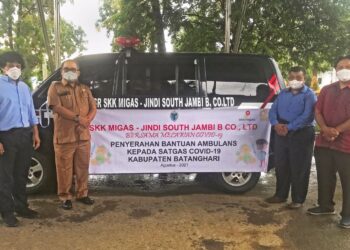 SKK Migas – KKKS Jindi South Jambi B Co., Ltd Memberikan Bantuan Ambulans Kepada Satgas Covid-19 Kabupaten Batanghari
