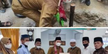 Meskipun Diguyur Hujan, Wako Ahmadi letakkan Batu Pertama Pembangunan Masjid Al Hidayah