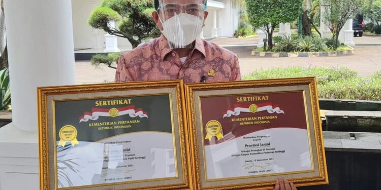 Gubernur Jambi Terima Dua Penghargaan Bidang Pertanian dari Wapres