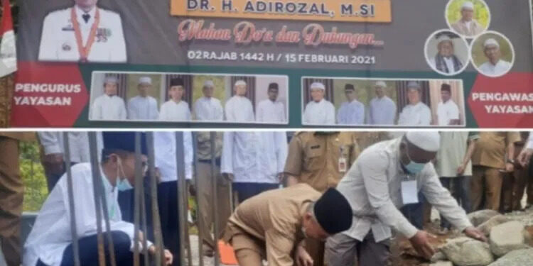 Bupati Adirozal Letakkan Batu Pertama Pembangunan Pesantren Tahfidz Quran Insan Madani