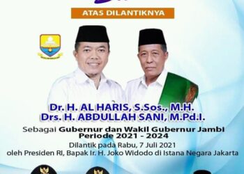 Pemkab Kerinci Ucapkan Selamat dan Sukses Atas Dilantiknya All-Haris-Abdullah Sani sebagai Gubernur dan Wakil Gubernur Jambi 2021-2024