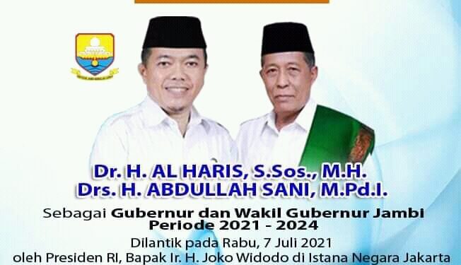 Pemkab Kerinci Ucapkan Selamat dan Sukses Atas Dilantiknya All-Haris-Abdullah Sani sebagai Gubernur dan Wakil Gubernur Jambi 2021-2024