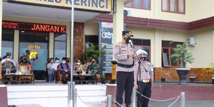 Polres Kerinci Gelar Apel Pasukan dalam Rangka Pelaksanaan Pengamanan Natal 2021 & Tahun Baru 2022