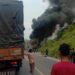 Diduga Korsleting Mesin, Satu Unit Bus Jurusan Medan – Palembang Terbakar