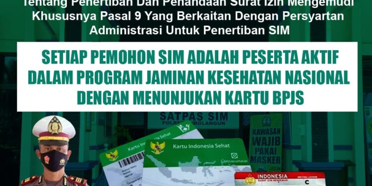 SATLANTAS POLRES SAROLANGUN SOSIALISASI PERUBAHAN REGULASI PENERTIBAN SIM DENGAN MENUNJUKAN KARTU BPJS