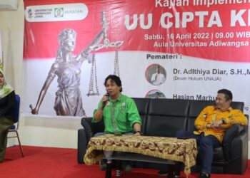 GANDENG FEDERASI HUKATAN KSBSI PROVINSI JAMBI, UNIVERSITAS ADIWANGSA JAMBI GELAR SEMINAR NASIONAL IMPLIKASI UU CIPTA KERJA