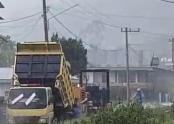 PT. Lawang Agung Diduga Mengerjakan Proyek Jalan Nasional Rp. 7 Milyar Asal Jadi