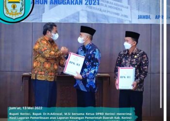 Pemkab Kerinci Raih WTP dari BPK, Delapan Kali Berturut-turut