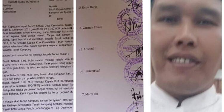 Forum Kades se-Kecamatan Tanah Kampung Surati Kakanwil Jambi Agar Natardi Tetap Menjadi Kepala KUA Tanah Kampung