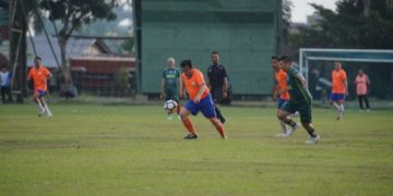 Al Haris Cetak Gol, Pertandingan Eksibisi Pemprov Jambi Vs Pemprov Sumbar Berakhir Imbang