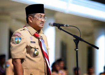 Bupati Pimpin Upacara HUT Pramuka ke 61 Tingkat Kwartir Cabang Gerakan Pramuka Tanjab Barat