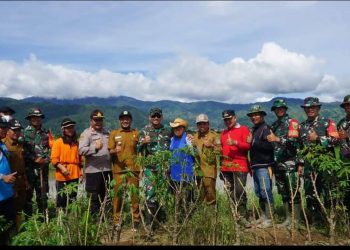 Camat, Didampingi Dandim dan Kapolsek Tinjau Lahan Arah Seratus di tanah Kampung