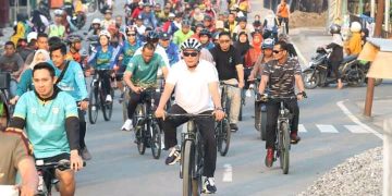 Wabup Hairan Ikuti Gowes Bersama Kodim 0419/Tanjab