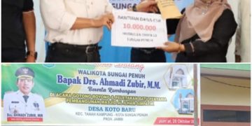 Wako Ahmadi Berikan Bantuan Pembangunan Mushola SMPN 11 & Masjid Al-Ilham Desa Koto Baru