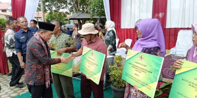 Al Haris Serahkan Bantuan Ternak-Modal UMKM Program Dumisake di Merangin
