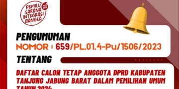 KPU Tanjab Barat Umumkan 421 Daftar Calon Tetap Anggota DPRD di Pemilu 2024