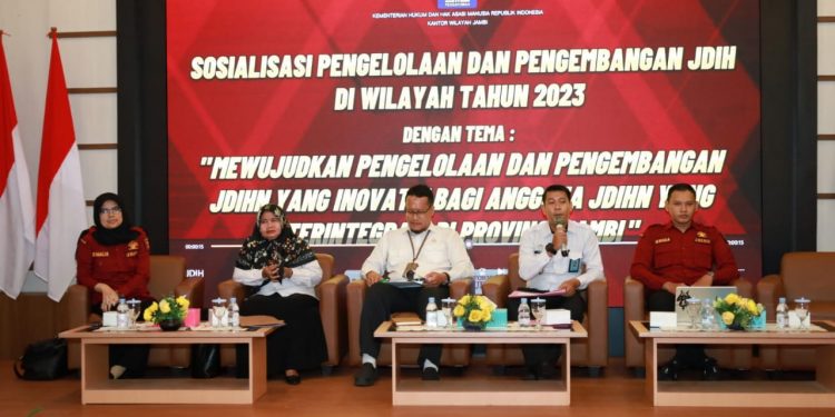 Bagian Hukum Setda Tanjabbarat Hadiri Sosialisasi Pengelolaan dan Pengembangan JDIH di Kanwil Kemenkumham Jambi