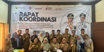 Bagian Hukum Setda Tanjabarat Hadiri Rapat Koordinasi Hasil Penilaian Kinerja Pengelola dan informasi Hukum Kabupaten/kota Seprovinsi Jambi