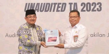 Bupati Tanjab Barat Serahkan LKPD Unaudited T. A 2023 Ke BPK RI Perwakilan Provinsi Jambi