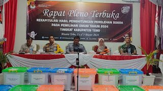 KPU Tebo Gelar Pleno Rekapitulasi Perhitungan Perolehan Suara Pemilu