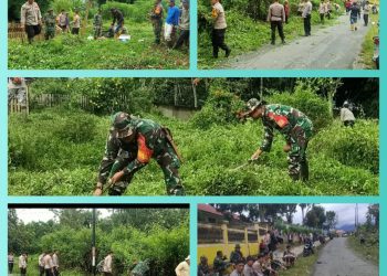 Masyarakat Desa Koto Baru Laksanakan Gotong Royong Bersama Kapolsek dan Danramil Sitinjau Laut