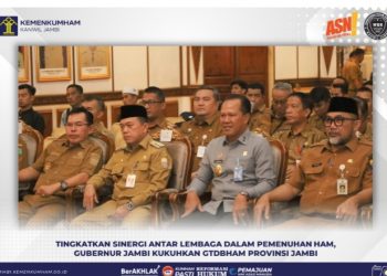 Tingkatkan Sinergi Antar Lembaga dalam Pemenuhan HAM, Gubernur Jambi Kukuhkan GTDBHAM Provinsi JambiJ