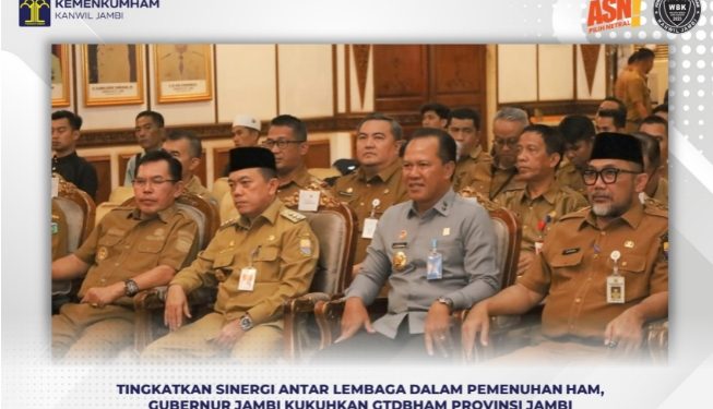 Tingkatkan Sinergi Antar Lembaga dalam Pemenuhan HAM, Gubernur Jambi Kukuhkan GTDBHAM Provinsi JambiJ