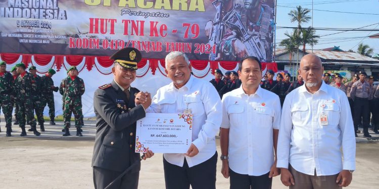 Kado ulang Tahun TNI Ke 79, PetroChina Bantu Pembangunan Gedung Koramil Betara