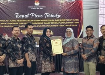 KPU Tebo Gelar Pleno Terbuka Rekapitulasi Perolehan Suara Pilkada Serentak 2024