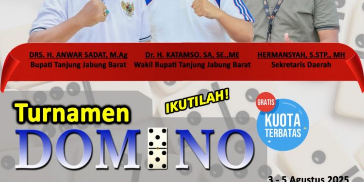 Meriahkan HUT ke – 80 RI dan HUT ke – 60 Tanjab Barat, Pemkab Tanjab Barat Gelar Lomba Domino Bertabur Hadiah