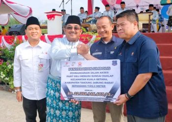 Berikan Bantuan Pembangunan Jalan Parit Deli – Sungai Dualap, Bupati Tanjab Barat Apresiasi SKK Migas – PetroChina