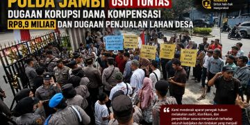 Massa Aksi di Polda Jambi Tuntut Pengusutan Dugaan Korupsi Dana Kompensasi Rp8,9 Miliar
