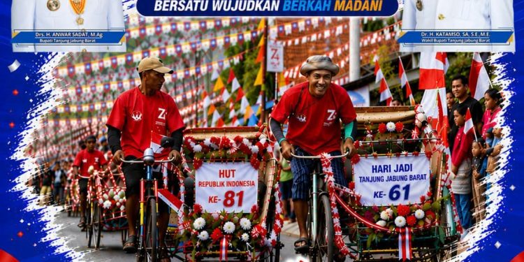 Meriahkan HUT ke-81 RI dan Hari Jadi Tanjab Barat ke-61, Dishub Gelar Lomba Balap Becak Bertabur Dorprize
