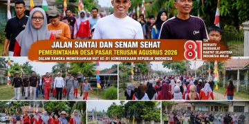 Semarak HUT ke-81 RI, Ratusan Warga Desa Pasar Terusan Ikuti Jalan Santai dan Senam Sehat