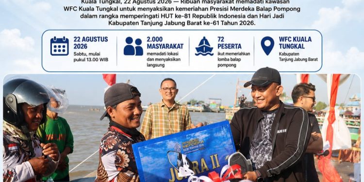 Meriahkan HUT RI ke-81 dan Hari Jadi Tanjab Barat ke-61, Presisi Merdeka Balap Pompong Sukses Digelar